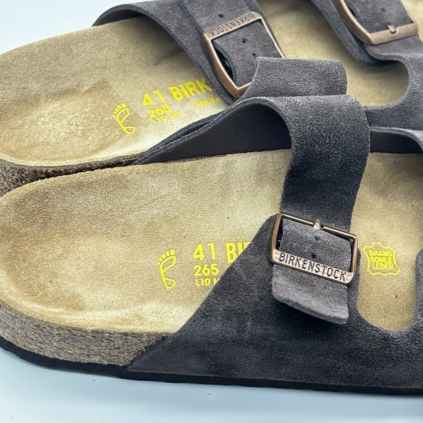Birkenstock Arizona Suede Mocha Soft Footbed Sandals EU 41 Regular/Wide L10 M8