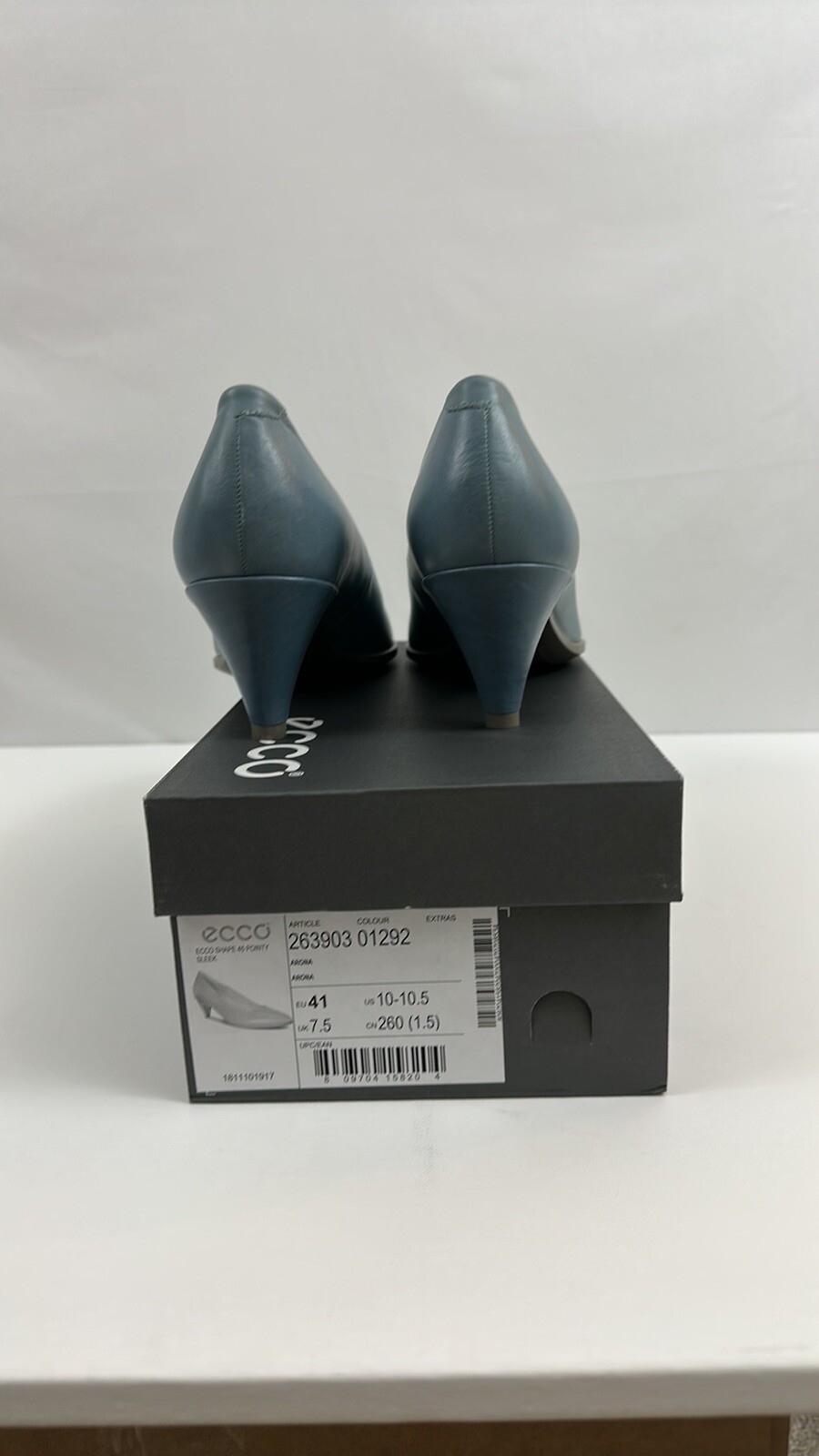 Ecco Women’s Shape 45 Sleek Pointy Pump Arona Blue Leather US 10-10.5 EU 41