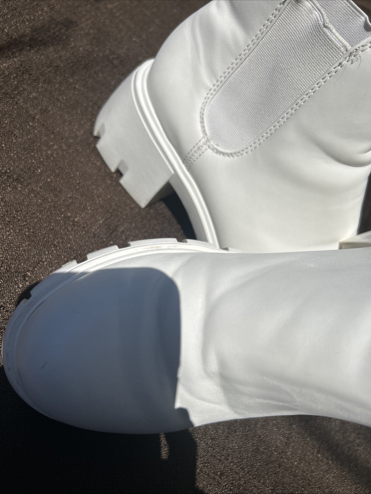 Steve Madden Garth Bone Leather Platform Chelsea Lug Sole Boots Chunky Womens 8M