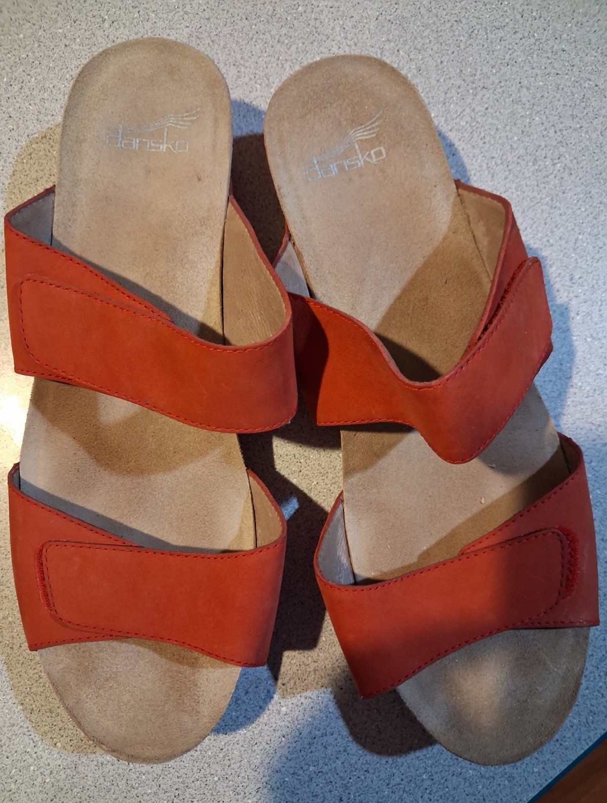Dansko Red Leather Slide Sandals Womens Comfort Straps EU 41 US 10.5