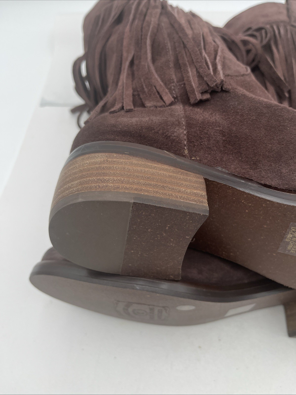 Lucky Brand Caleb Fringe Suede Boots Womens 9.5M Brown Western Bohemian Retro