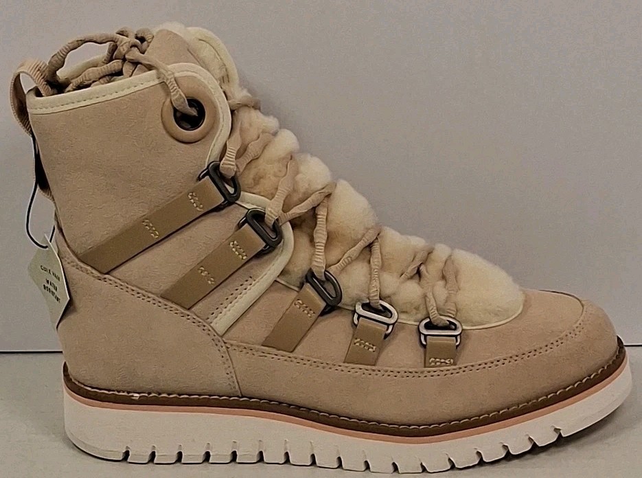 Cole Haan W26519 ZG WR Luxe Hiker Boots Women’s 5B, Oat/Birch