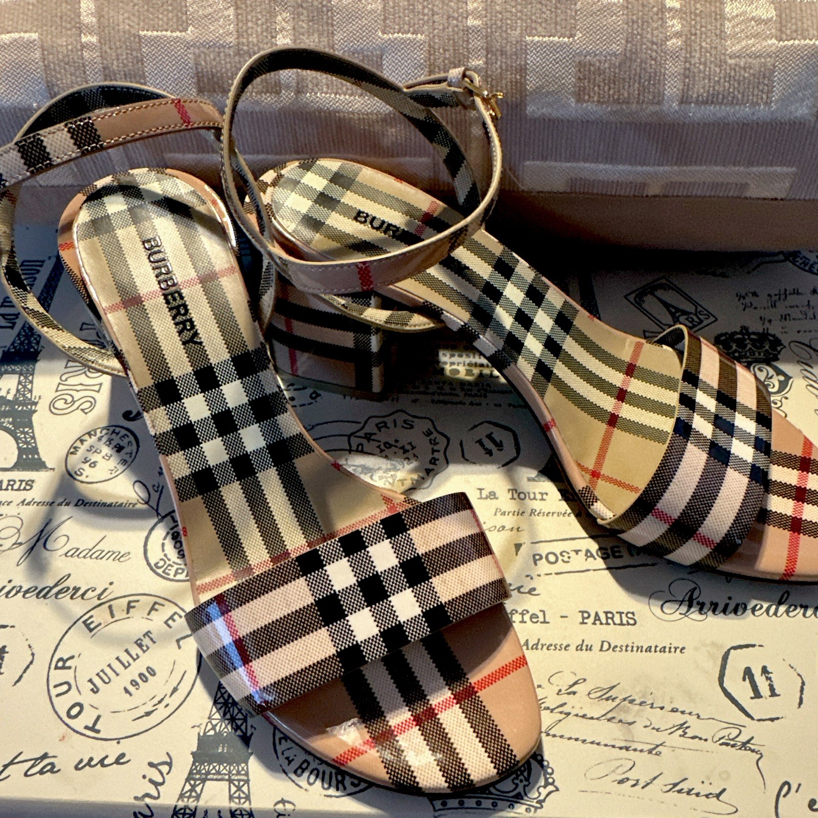 Burberry Cornwall Strap Sandals Women’s Beige/Black/Red/White