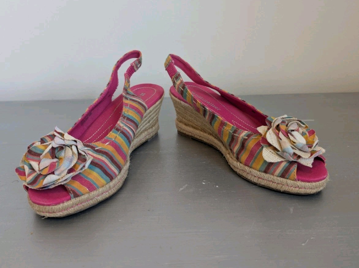 Naturalizer Women’s Multicolor Slingback Wedge Sandals 8 M