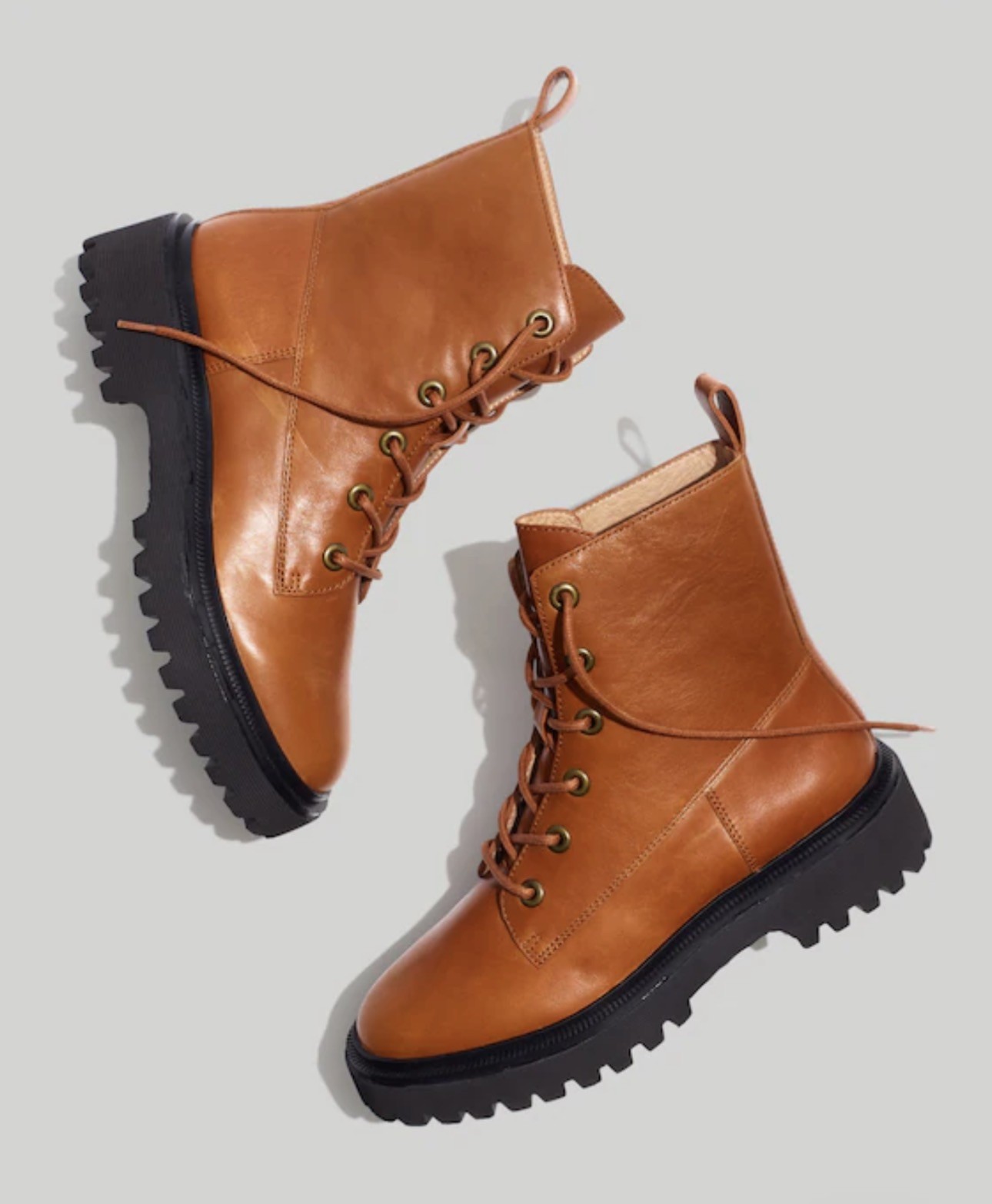 Madewell The Rayna Lace-Up Boot in English Saddle Brown Leather Size 10 NWOB
