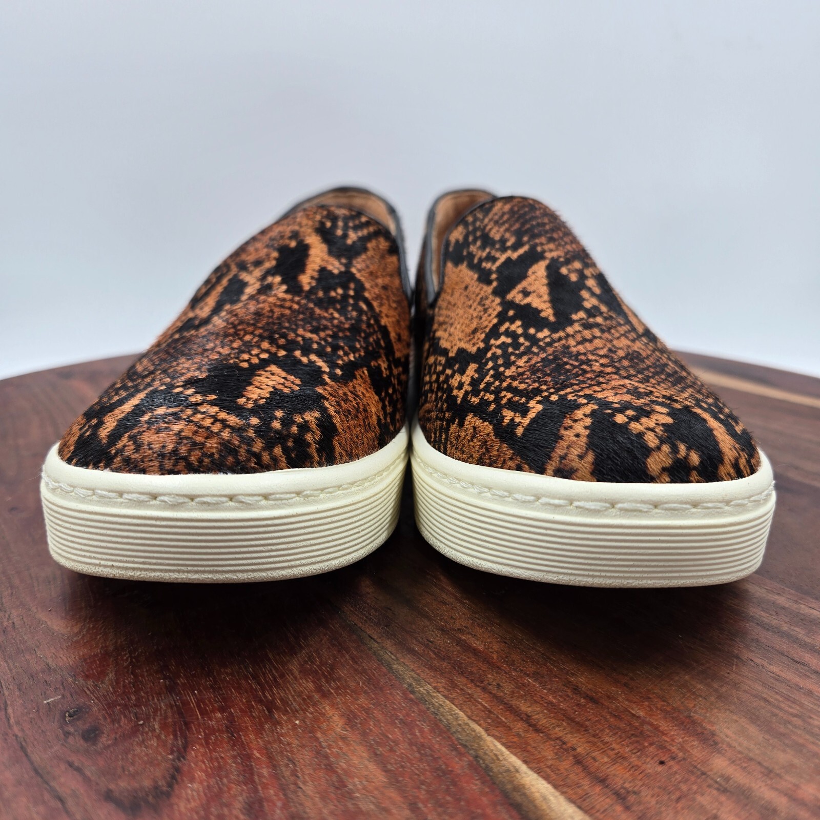 Sofft Somers Shoes Women’s 8.5M Brown Black Snake Calf Hair Platform Sneakers