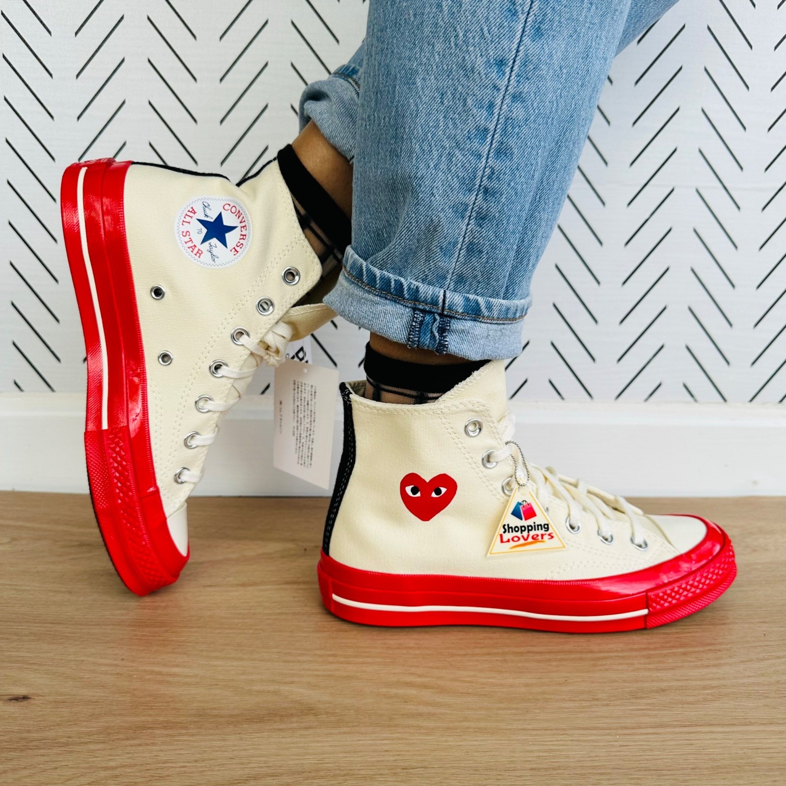 Converse Chuck70 Hi Comme des Garcons PLAY 10.5 Women Shoes Pristine Red A01794C