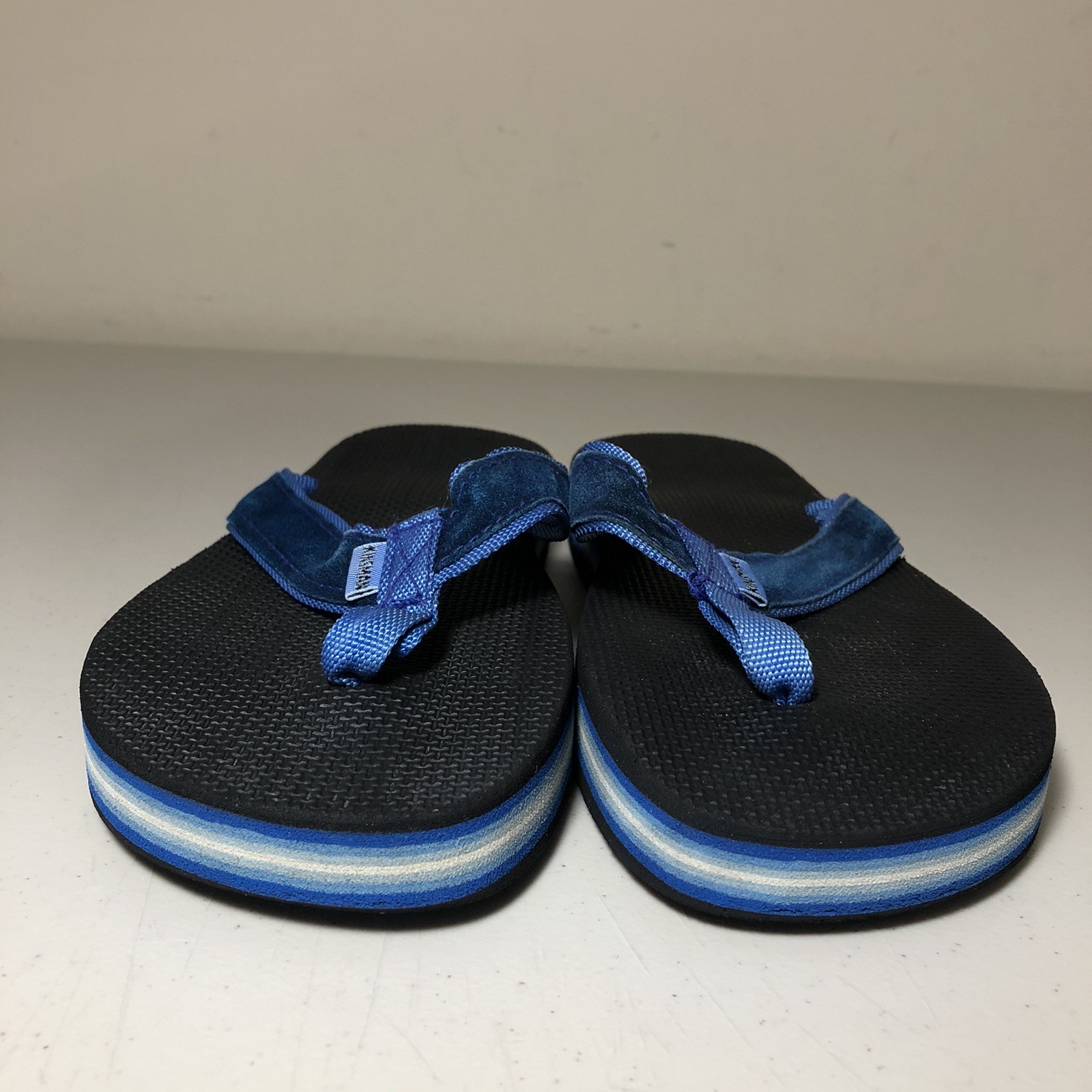 Kinsman 70’s 80’s Thongs Flip Flops Sandals Women’s M (~8.5) Blue Layered Foam