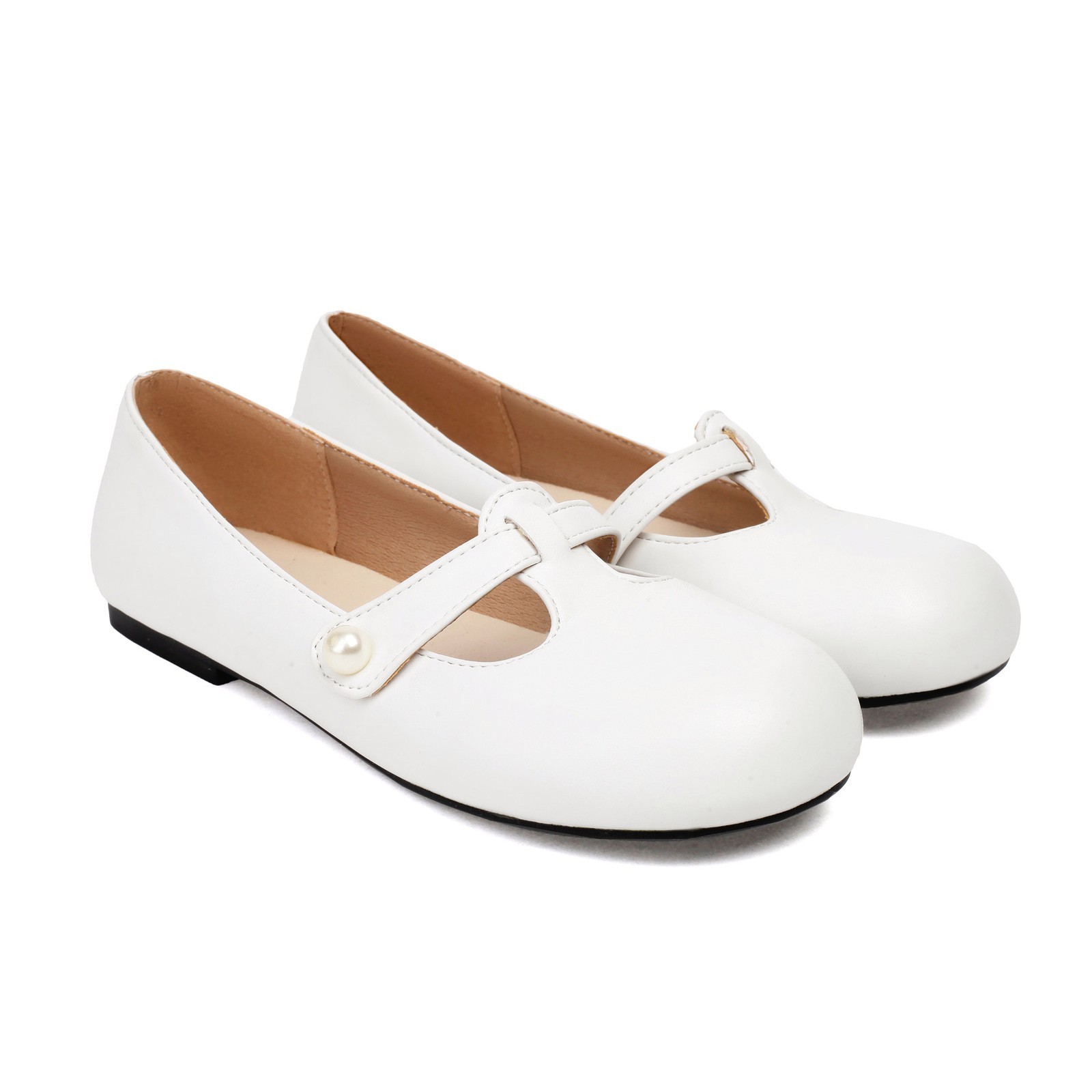 Womens Mary Jane Flat Shoes Round Toe Casual Slip on Loafers Shoes Plus Size