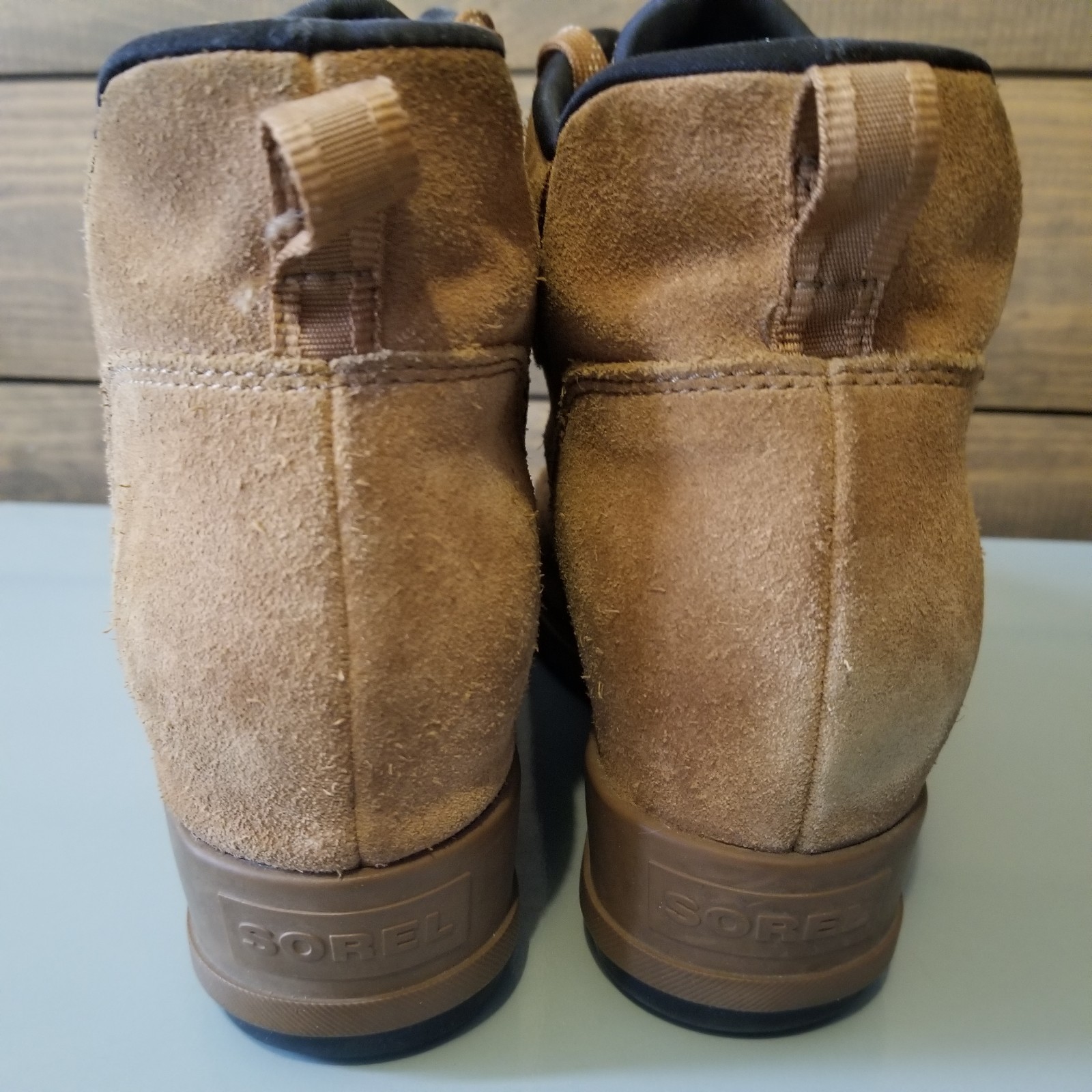 Sorel Evie Sport Wedge Heel Lace Brown Suede Booties Boots Womens Sz 8