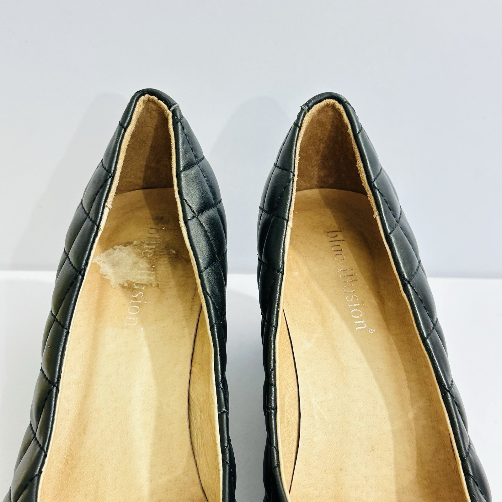 Blue Illusion Womens Black Quilted Leather Pumps Bow Detail EU37 AU6