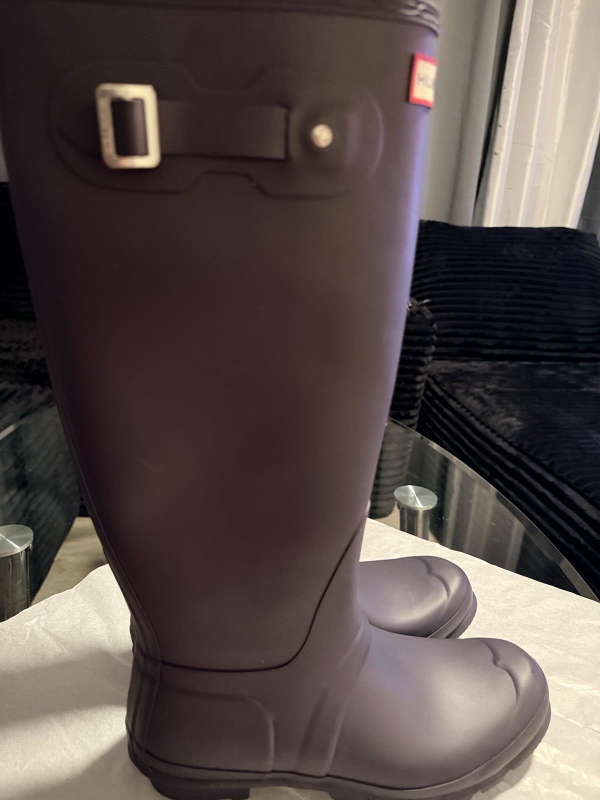 Hunter Original Tall Rain Boots Dark Purple Plum Women Size 10 Waterproof EU 41