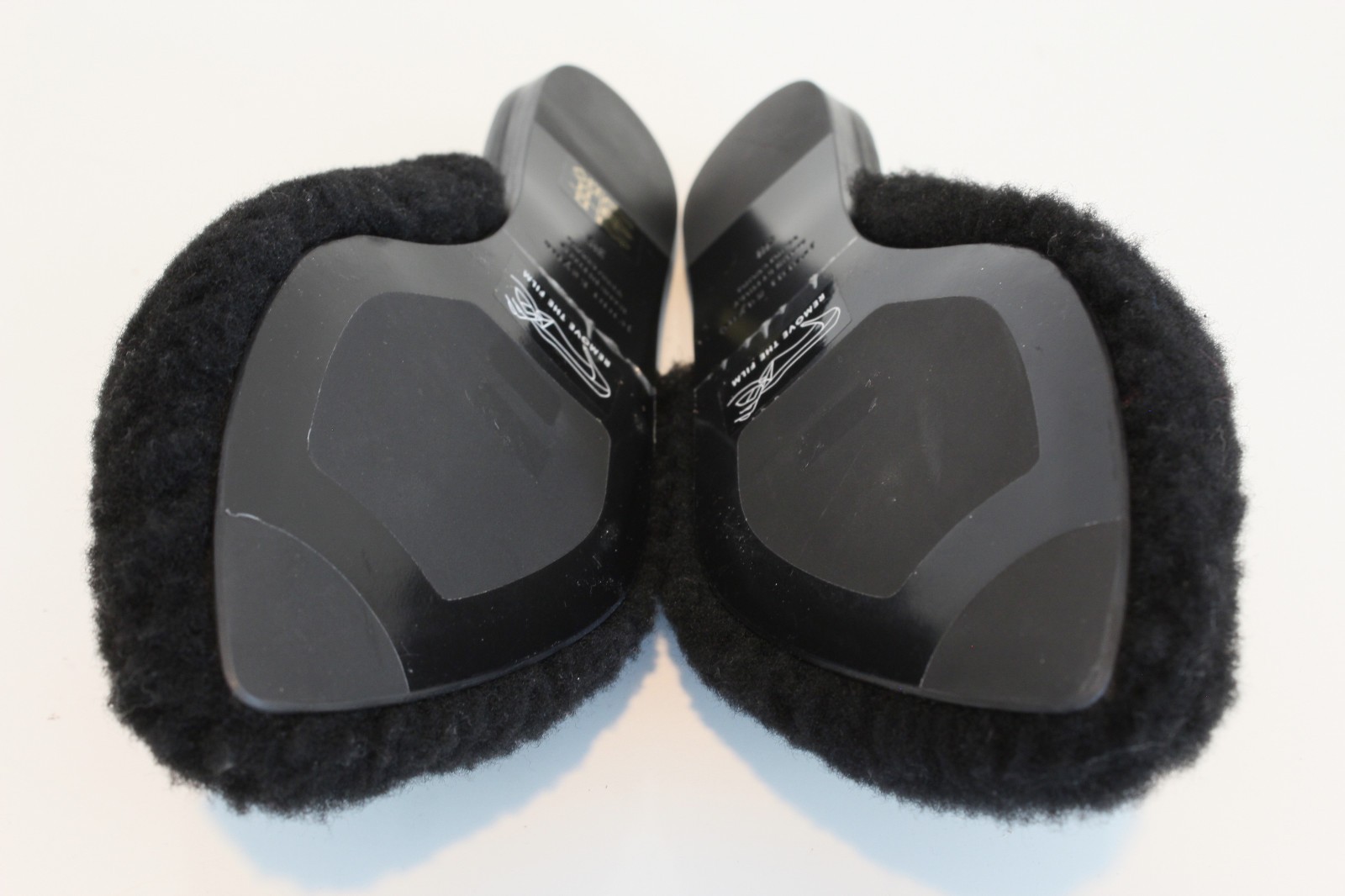 Jenni Kayne NWOB Shearling Mules Black Fur Slides EU 38 US 8 Made In Italy