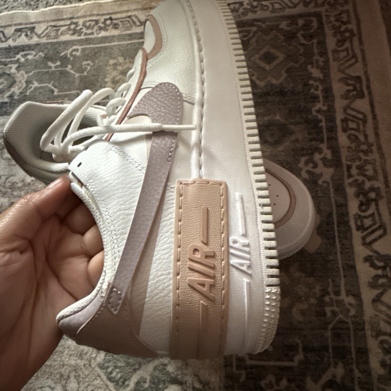 Nike Air Force 1 Shadow Low Top Leather Sneakers White/Pink/Gray CI0919-113