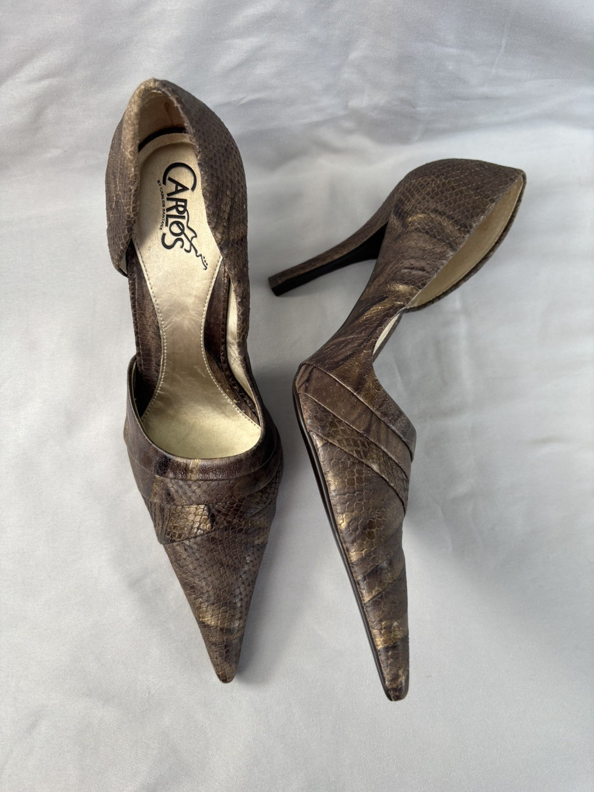 Carlos by Carlos Santana Snake Print Leather Pointed Toe Heels Women’s Size 10M