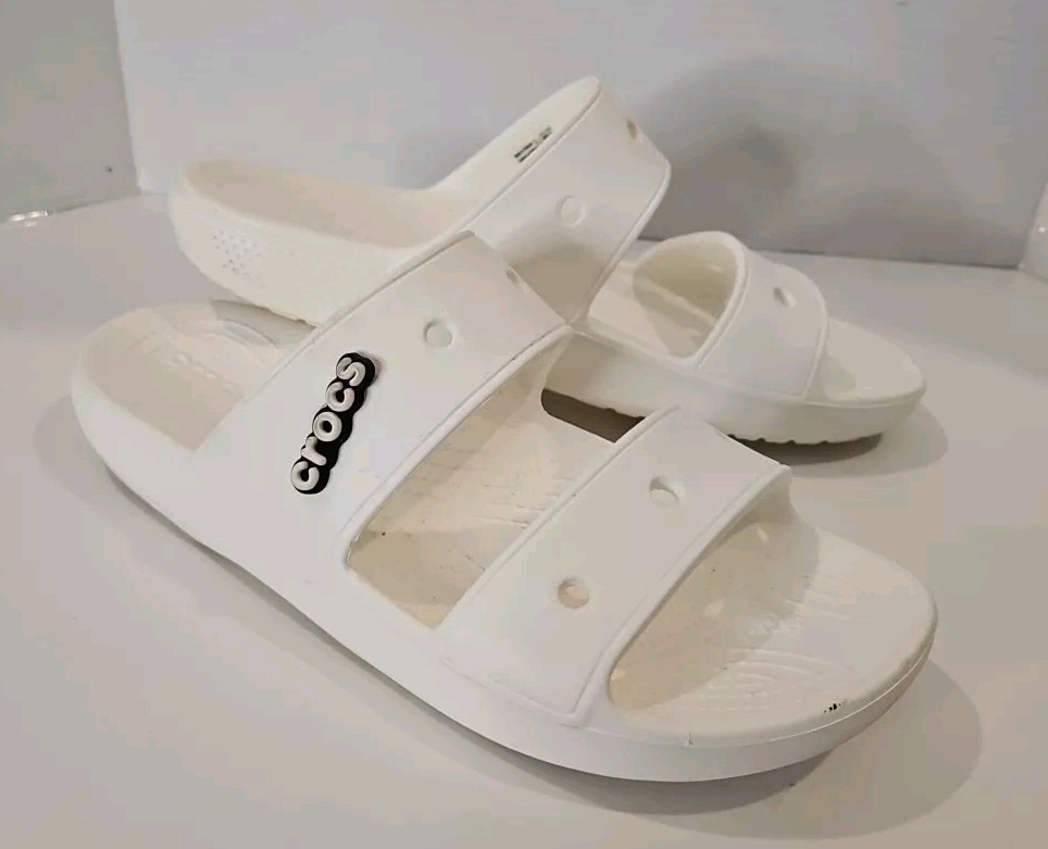 Crocs Unisex Classic Two Band Slide White Sandals Men’s 11 Pre-owned