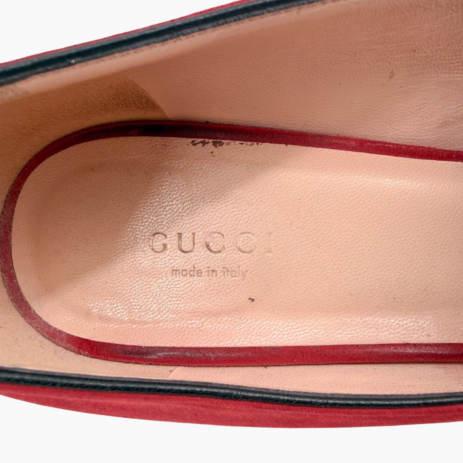 Gucci GG Marmont Fringe Loafer Pumps Heels Red Suede Size 41.5 US 11.5 Women’s