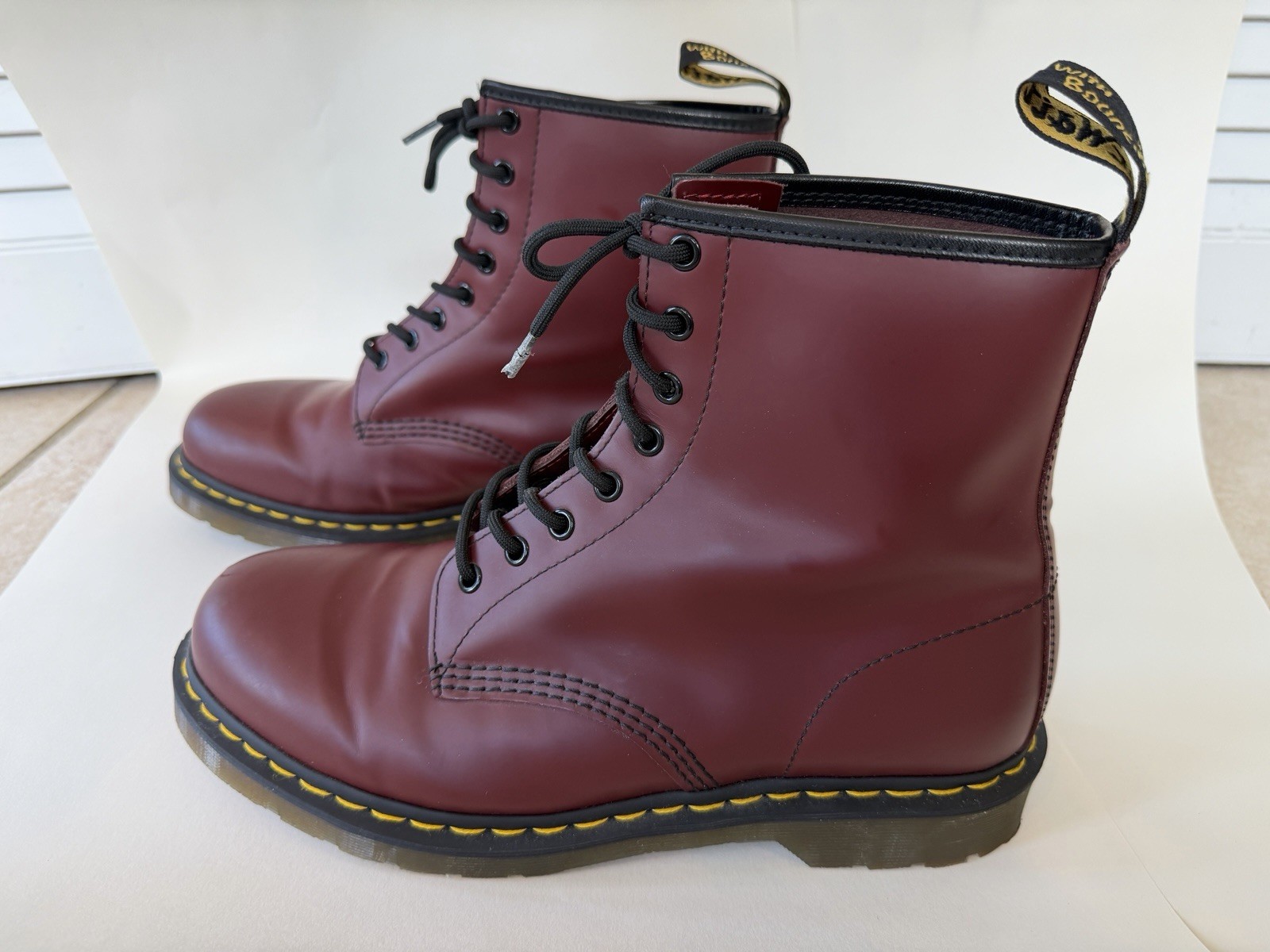 Dr. Martens 1460 Smooth Leather Lace-Up Boots Cherry Red Excellent Condition