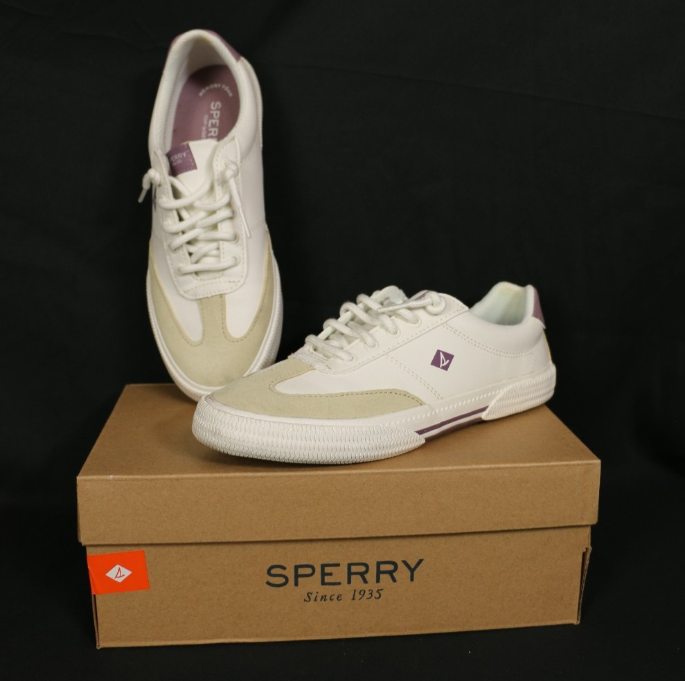 Sperry Pier Wave Refresh White Womens Casual Shoe Size 8 READ stains / blemishes