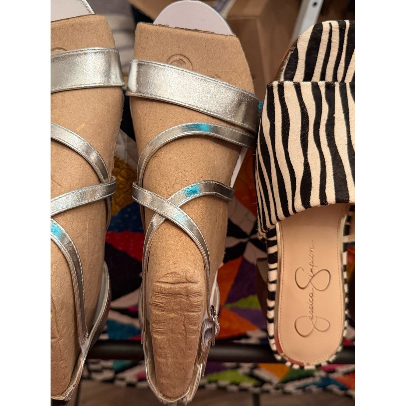 GET 3 pairs A Jessica Simpson shoes and Silver Strap-y Sandals, recovery shoes
