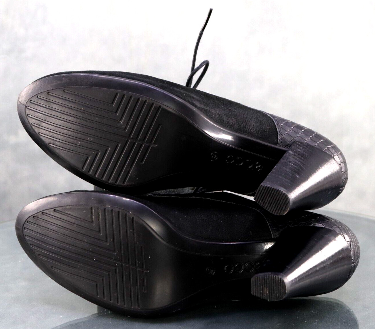 ECCO Women’s Pump Heels Shoes Size EU 40 US 9-9.5 Suede Black Snake Print