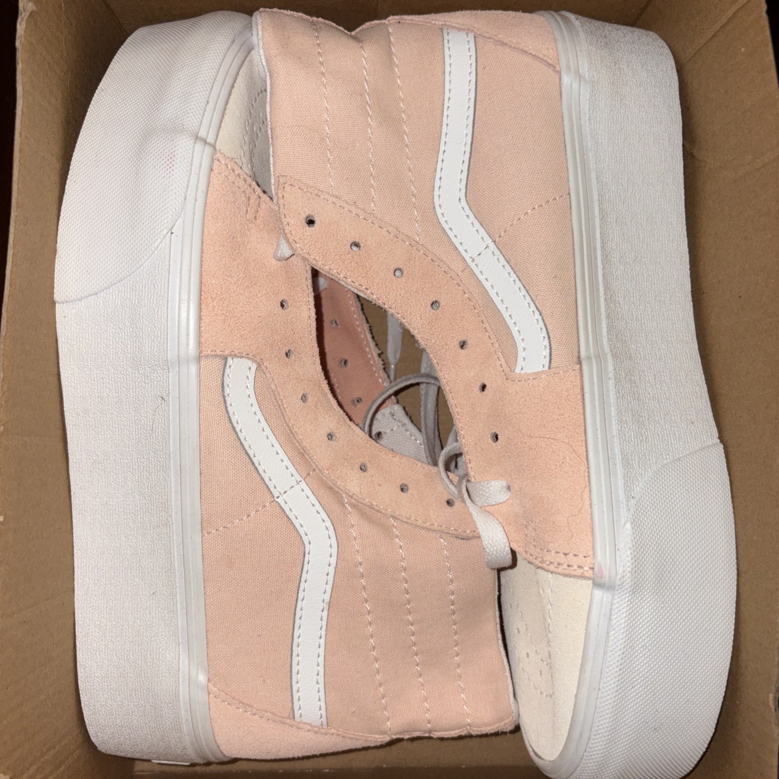 Vans Sk8-Hi Tapered Stackform Suede block Peach Platform Sneaker Women Sz 9.5