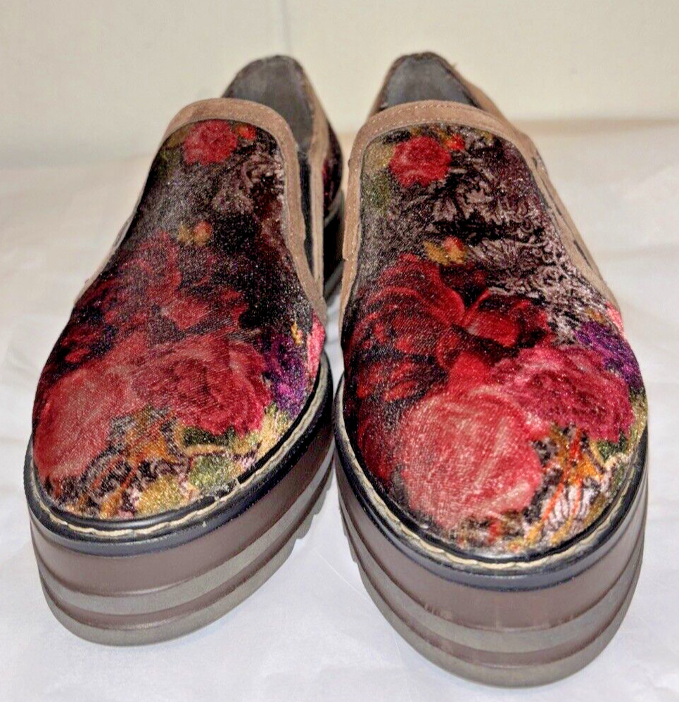 Summit By White Mountain Womens Leather Platform Loafers Pink Red Floral Size 6