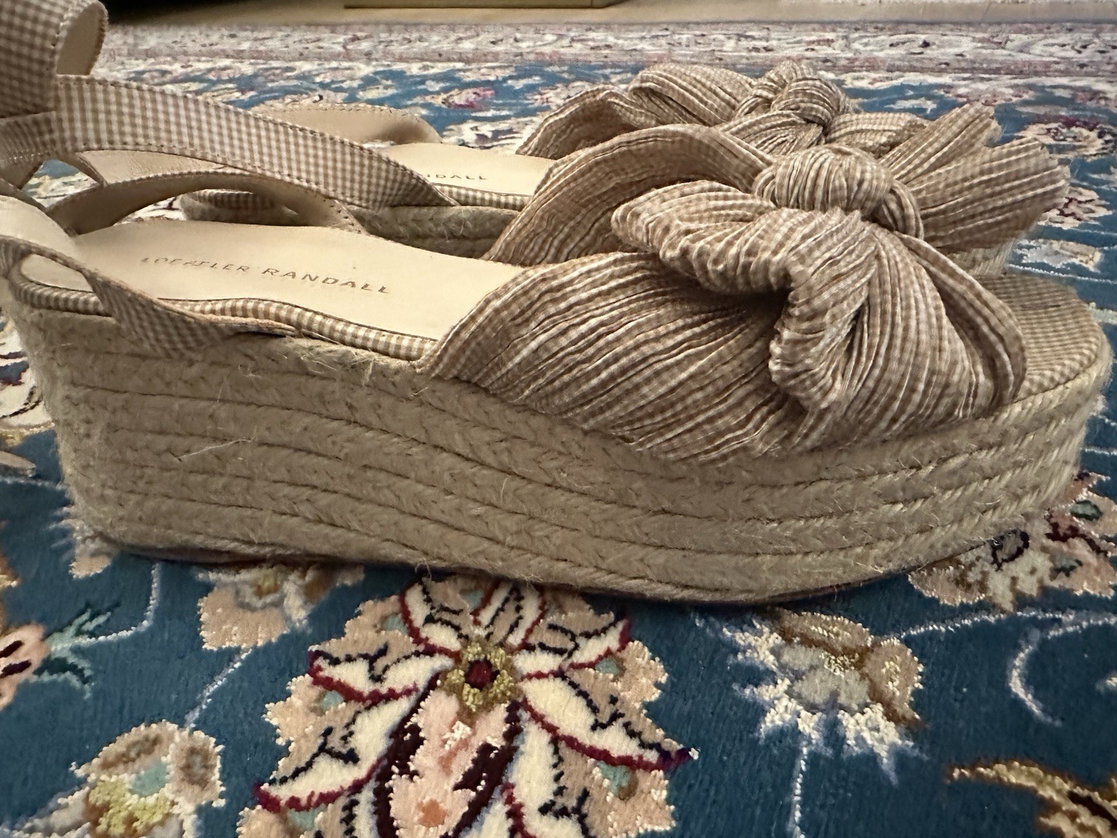 Loeffler Randall Platform Sandals Beige GinghamUS 9 UK 7 EU 40