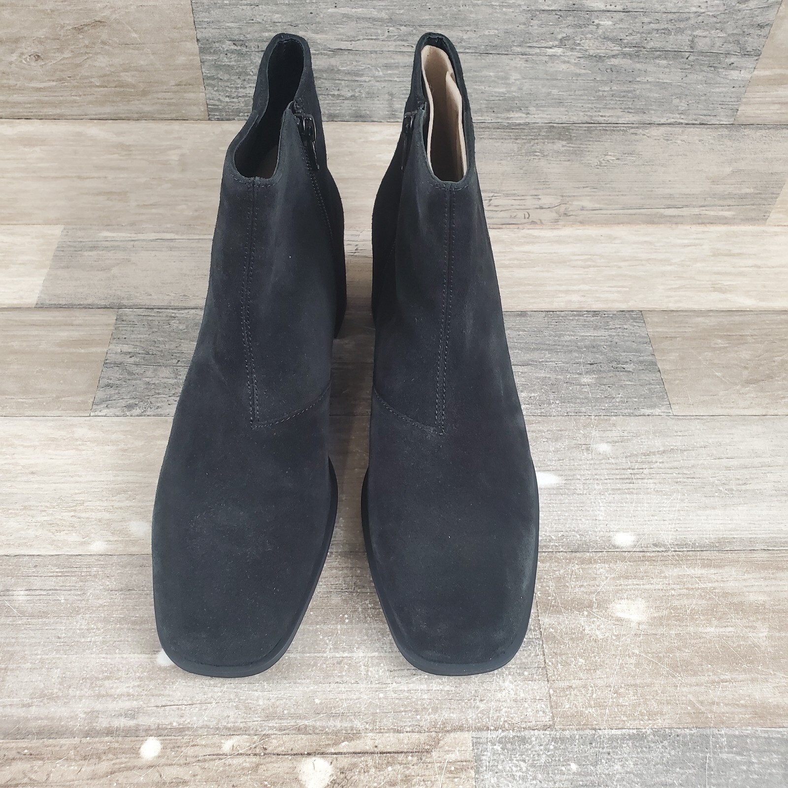 Vagabond Stina Womens Bootie Sz 10 Block Heel Black Suede Side Zip Ankle Boots
