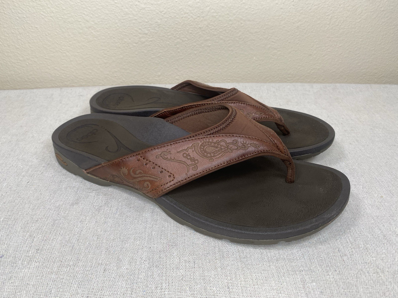 Abeo Balboa W400 Brown Sandals Flip Flops Thongs Women’s 10 Leather/Textile