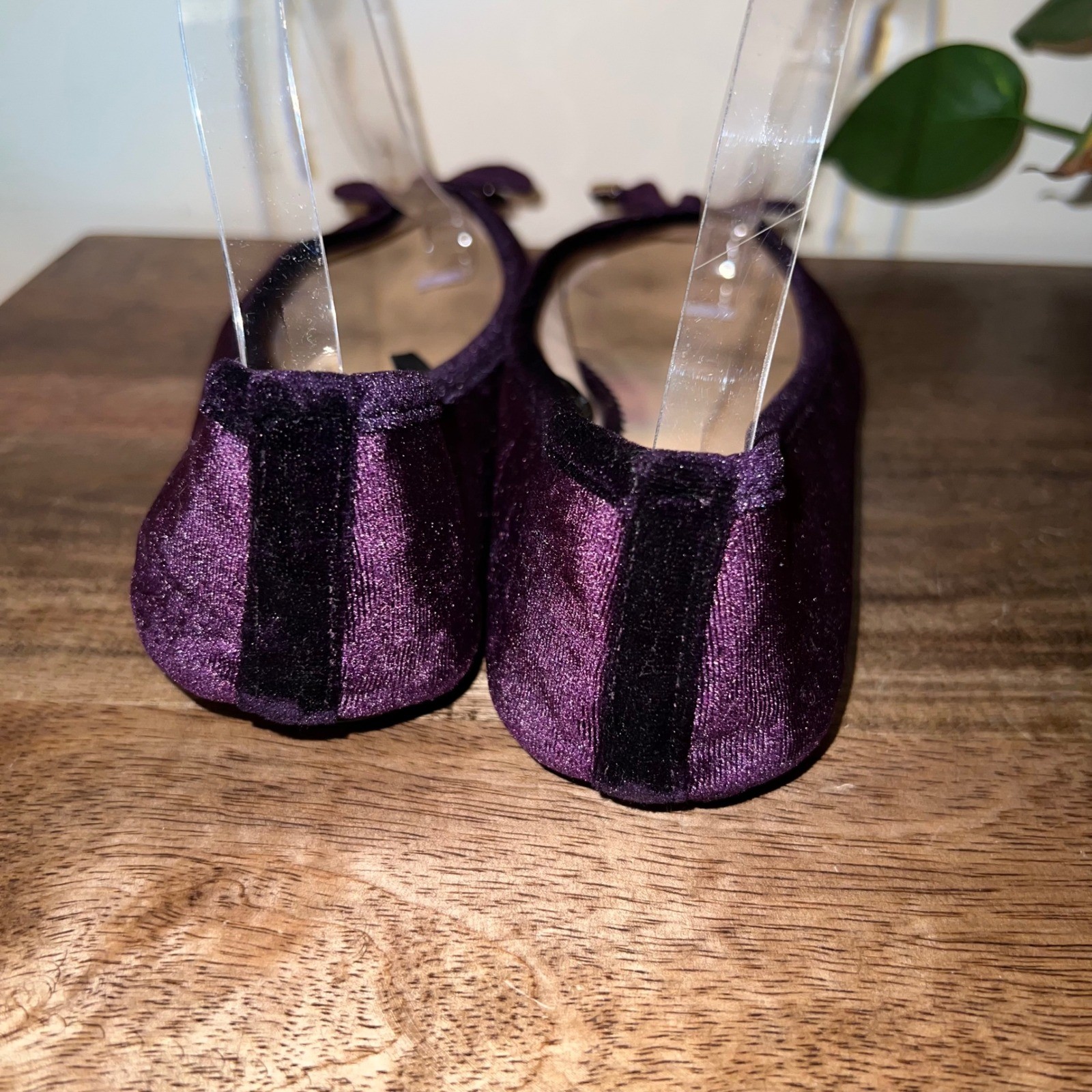 Lily Morgan Womens 9M Purple Velvet Ballet Flats Bow Detail Casual Workwear Chic