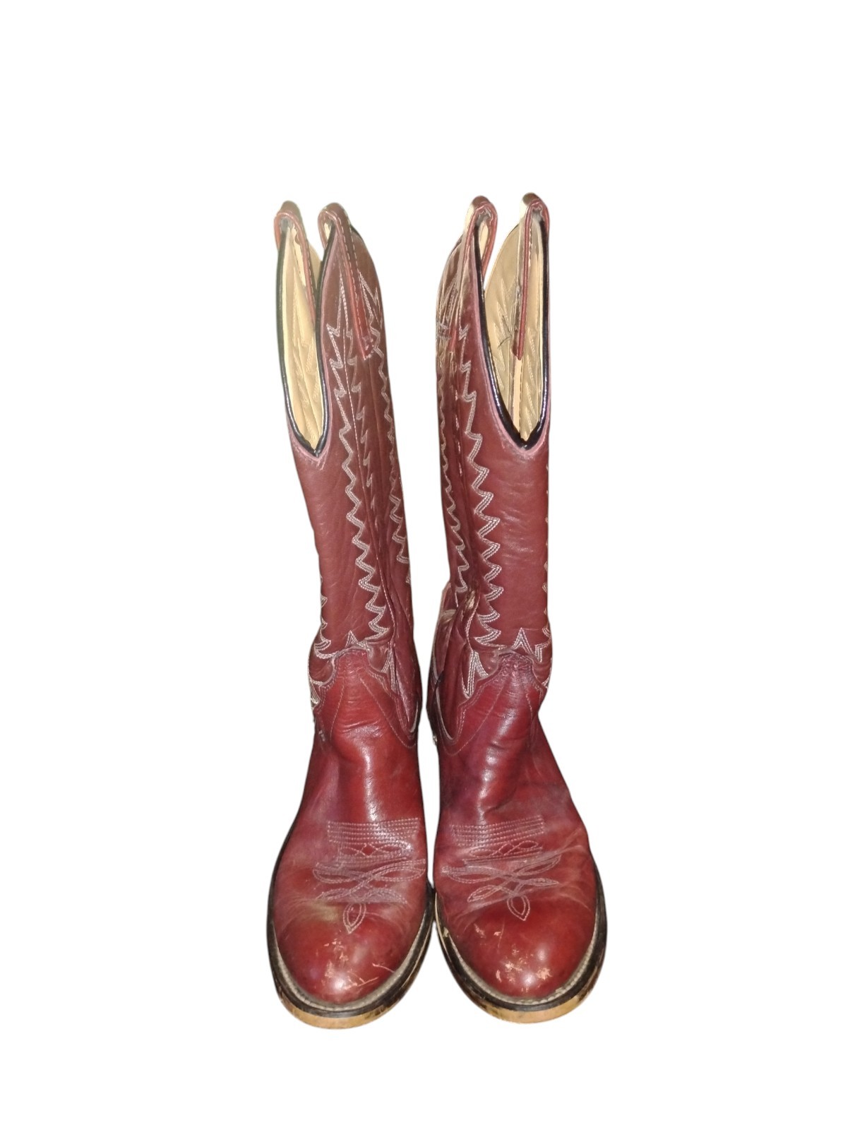Vintage Wrangler Western Boots Womens 7 M Deep Red Made In USA Pointed Toe