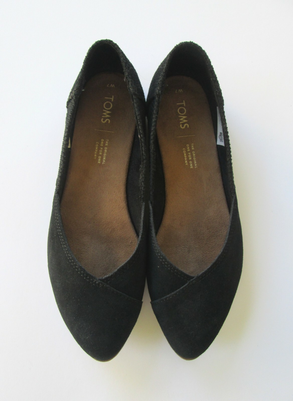 TOMS Womens Black Faux Suede Textile Slip On Pointy Toe Comfort Flats Shoes 7 M