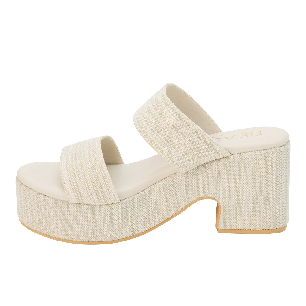 BEACH by Matisse Ocean Ave Platform Block Heels Womens Off White Casual Sandals