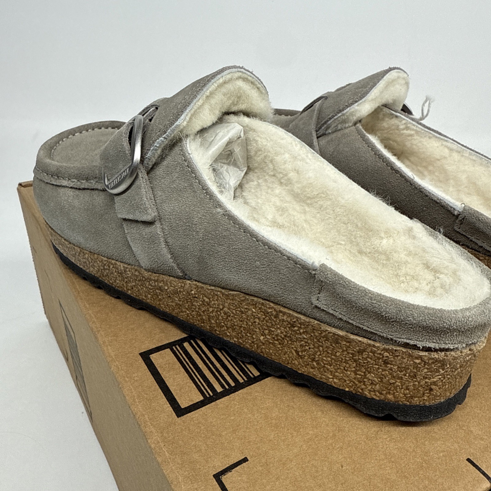 Birkenstock BUCKLEY Shearling Suede STONE Grey Clog Narrow Size 38 – US 7 L – M5