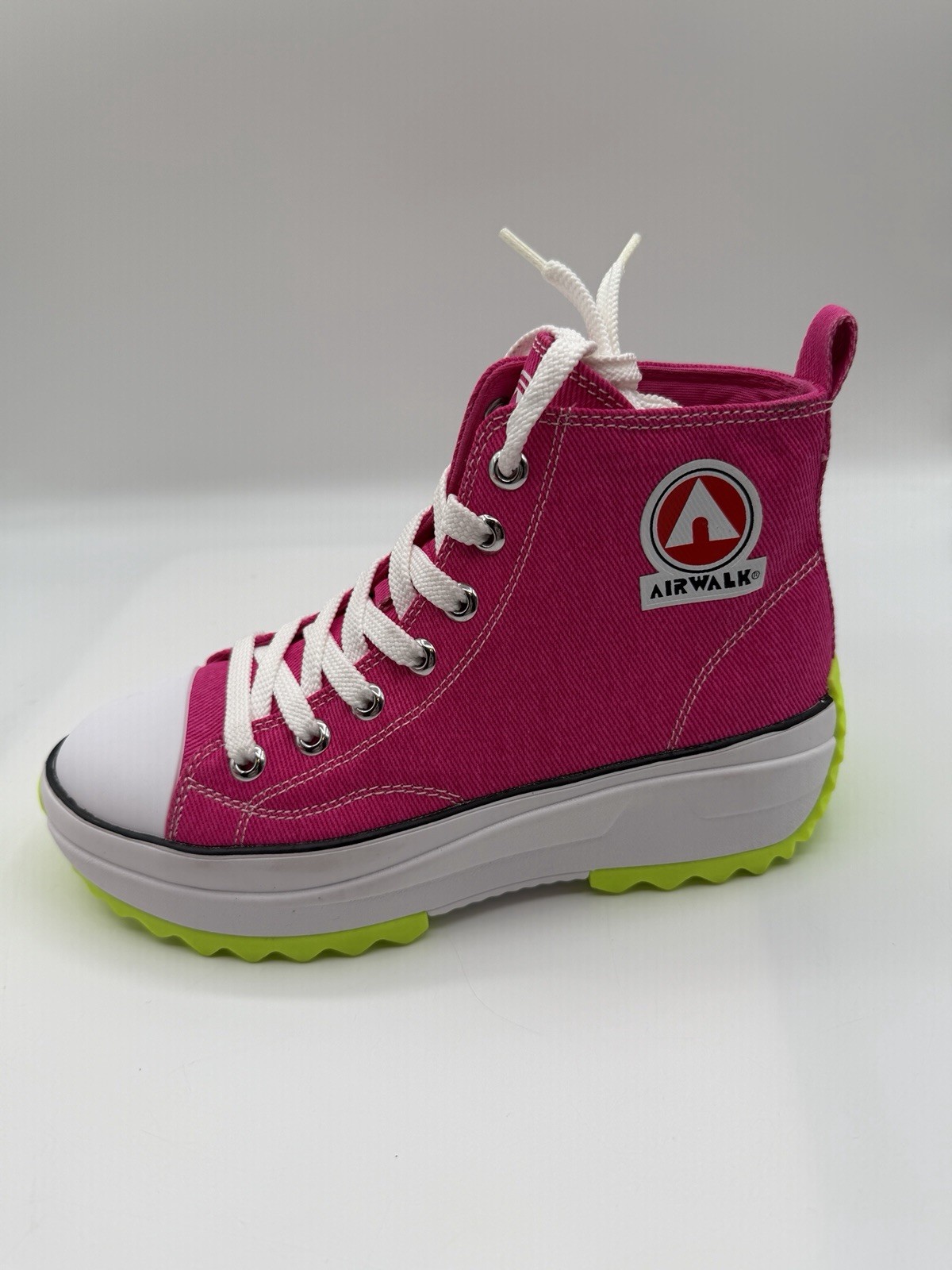Airwalk Wanollie6 Sneakers, Women’s 6.5 High Top Platform Canvas Pink W/ Neon