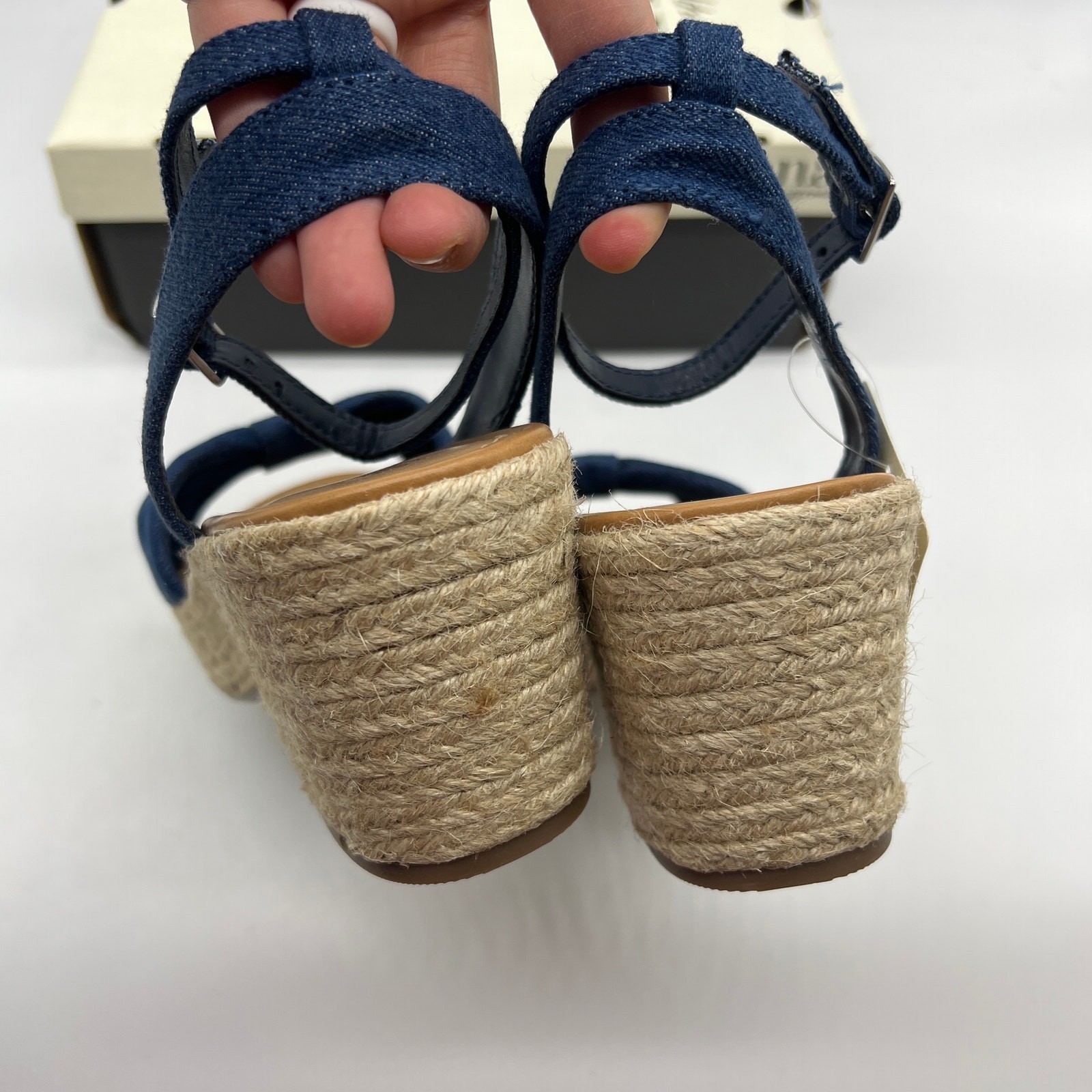 a.n.a Womens Dukes Heeled Sandals Denim Blue Size 10M
