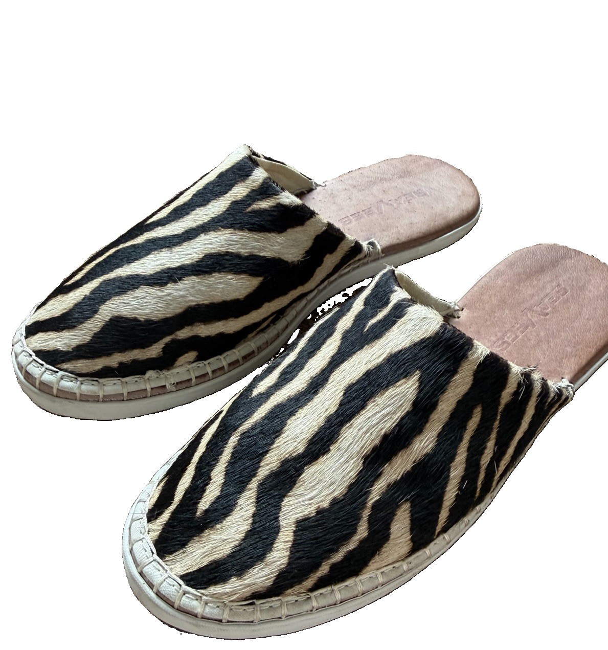 Seavees Zebra Print Hair-On Cowhide Slide Mules Women’s US 5.5 EU 36 Slip On