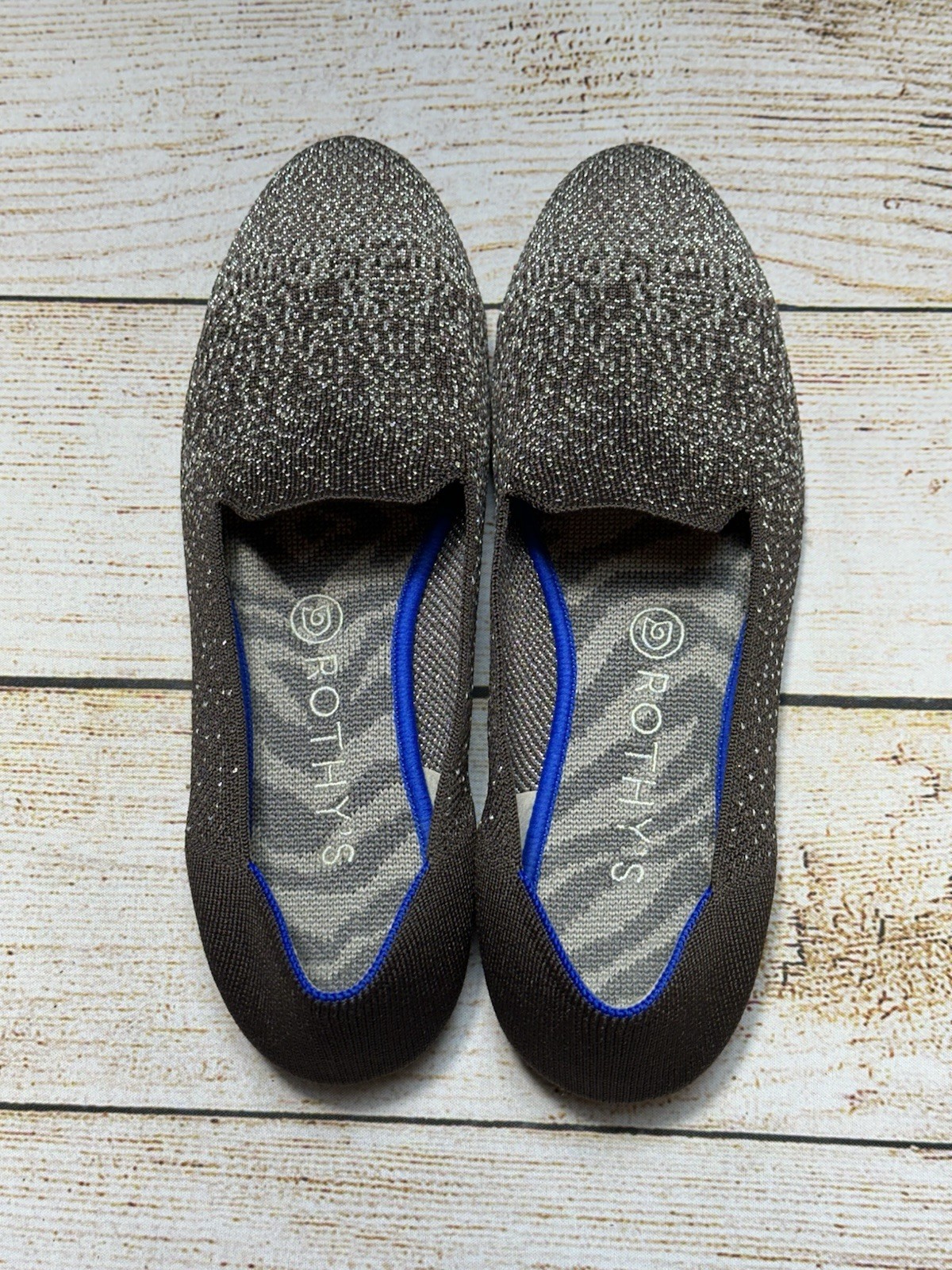 Women’s Rothy’s Loafer Twilight Metallic Ombre Flats Size 9.5 Black Silver