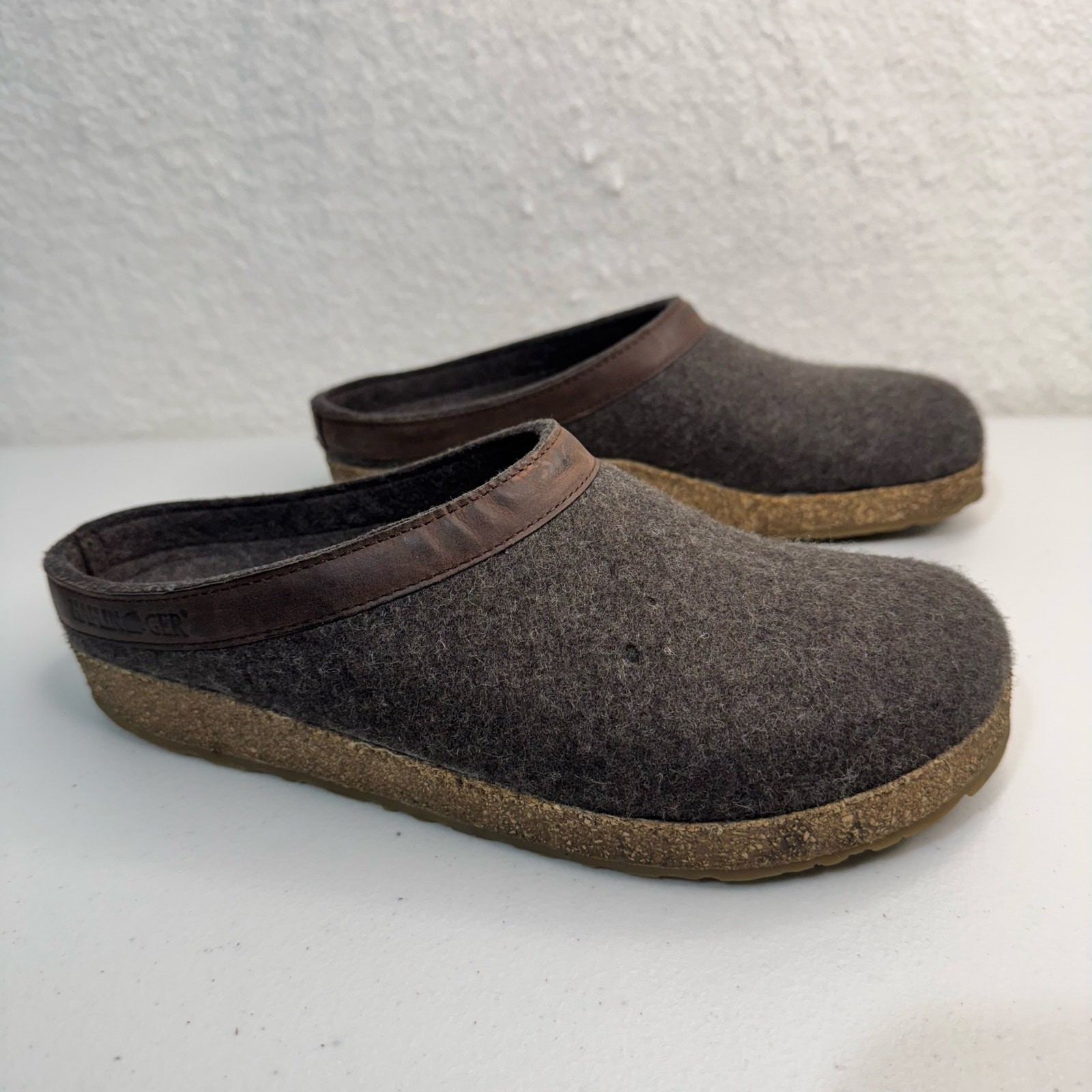 Haflinger Clog Grizzly Torben Anthracite Pure Wool Felt Supportive Cork-Latex 41
