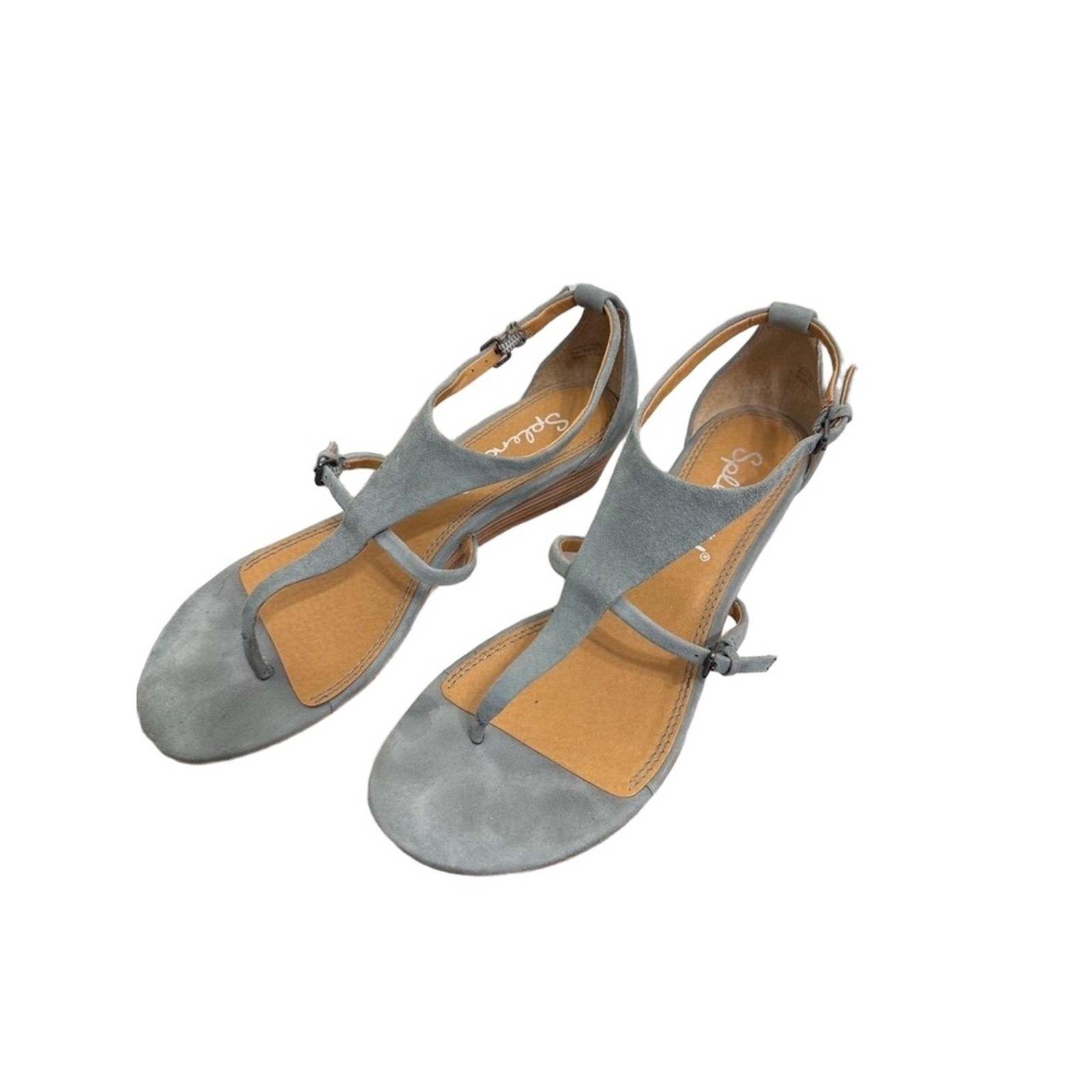 Splendid Sandals Womens 6.5 Light Blue Suede T-Strap Feminine Summer Leather