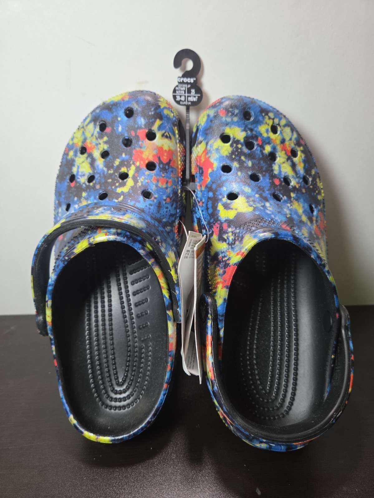 Crocs Classic Tie Dye Graphic Clog Shoes Mens 7 Womens 9 Multi Color Casual NEW
