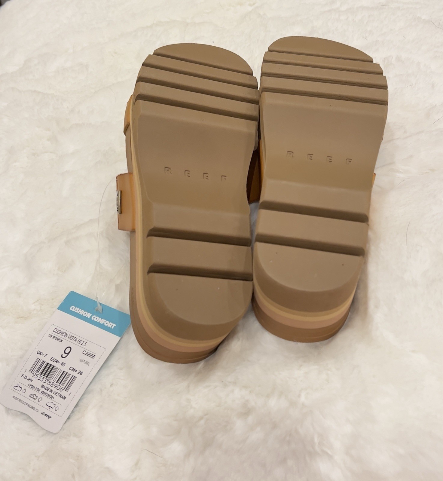 REEF Cushion Vista Brown Comfort Slide Wedge Sandals Cork Insole Women’s 9