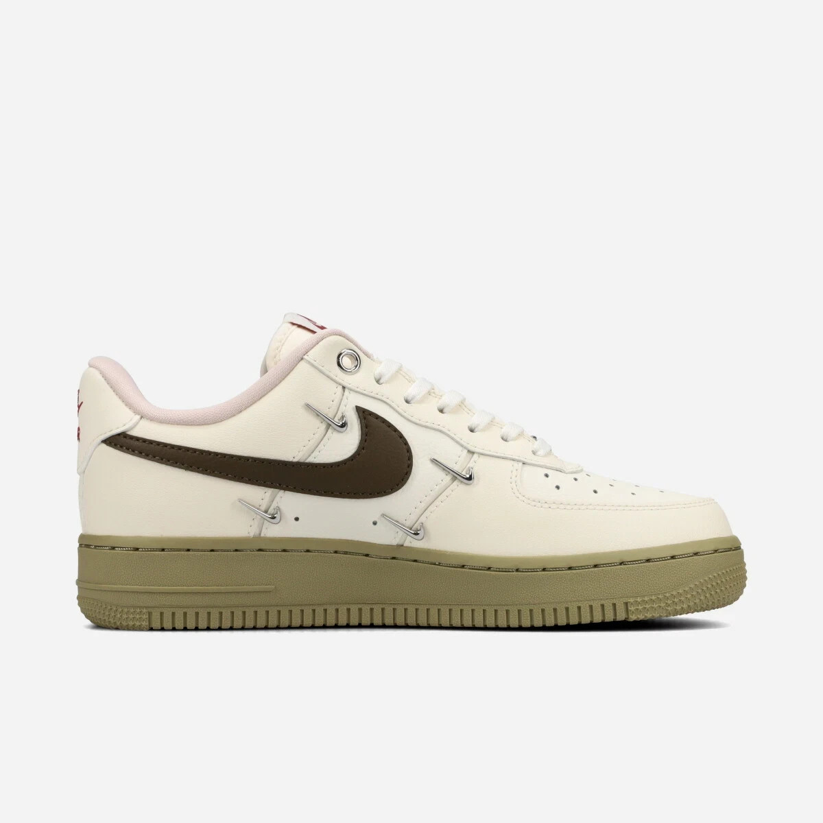 Nike IQ9802-022 Air Force 1 Low Cream Brown Mini Silver Swoosh Women Casual Snea