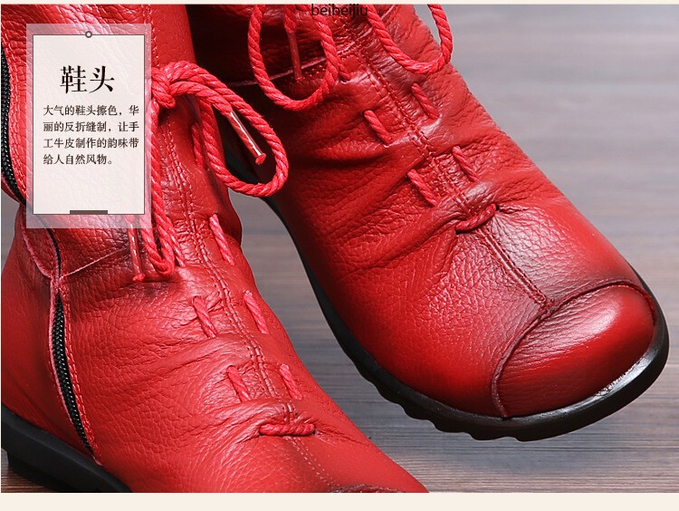 Womens Soft Leather Lace Up Ankle Boots High Top Moccasin Side Zip Comfort Shoes