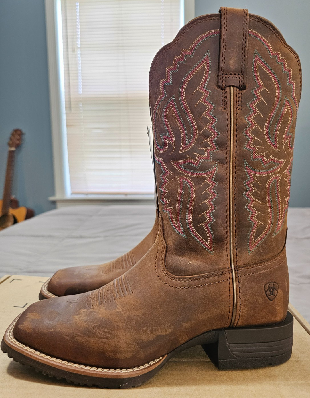 Ariat® (Women’s 6.5 B) Hybrid Ranchwork™ Western Boot in Distressed Tan – $220