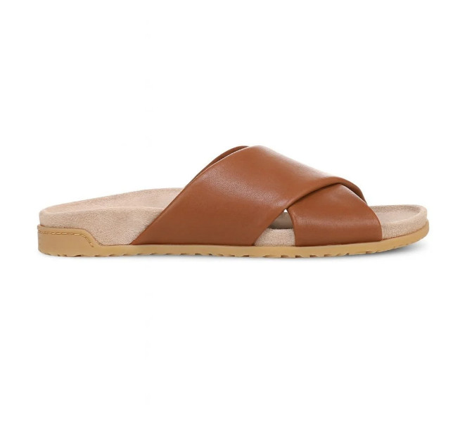 VIONIC Etna Slide Sandal, Tan Leather