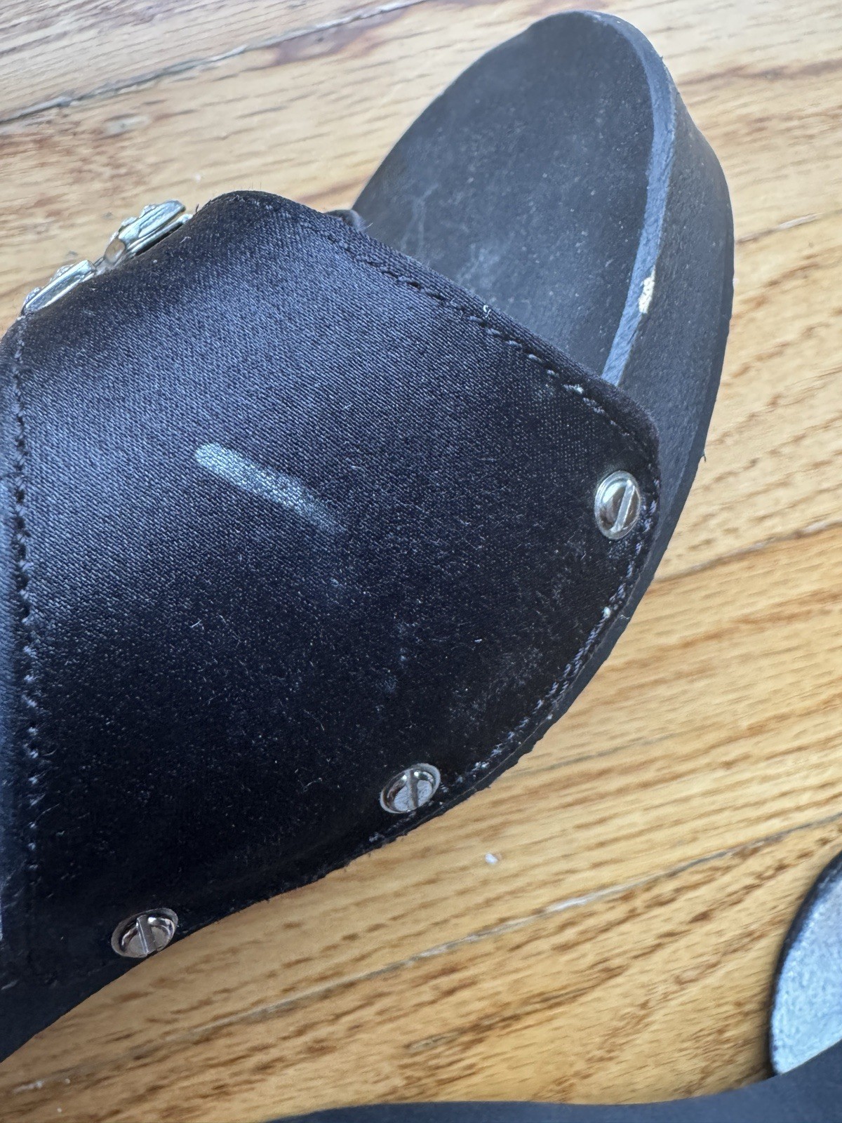 Dr. Scholl’s Original Black Wooden Slide Sandals Women’s Size 8 Made in Italy