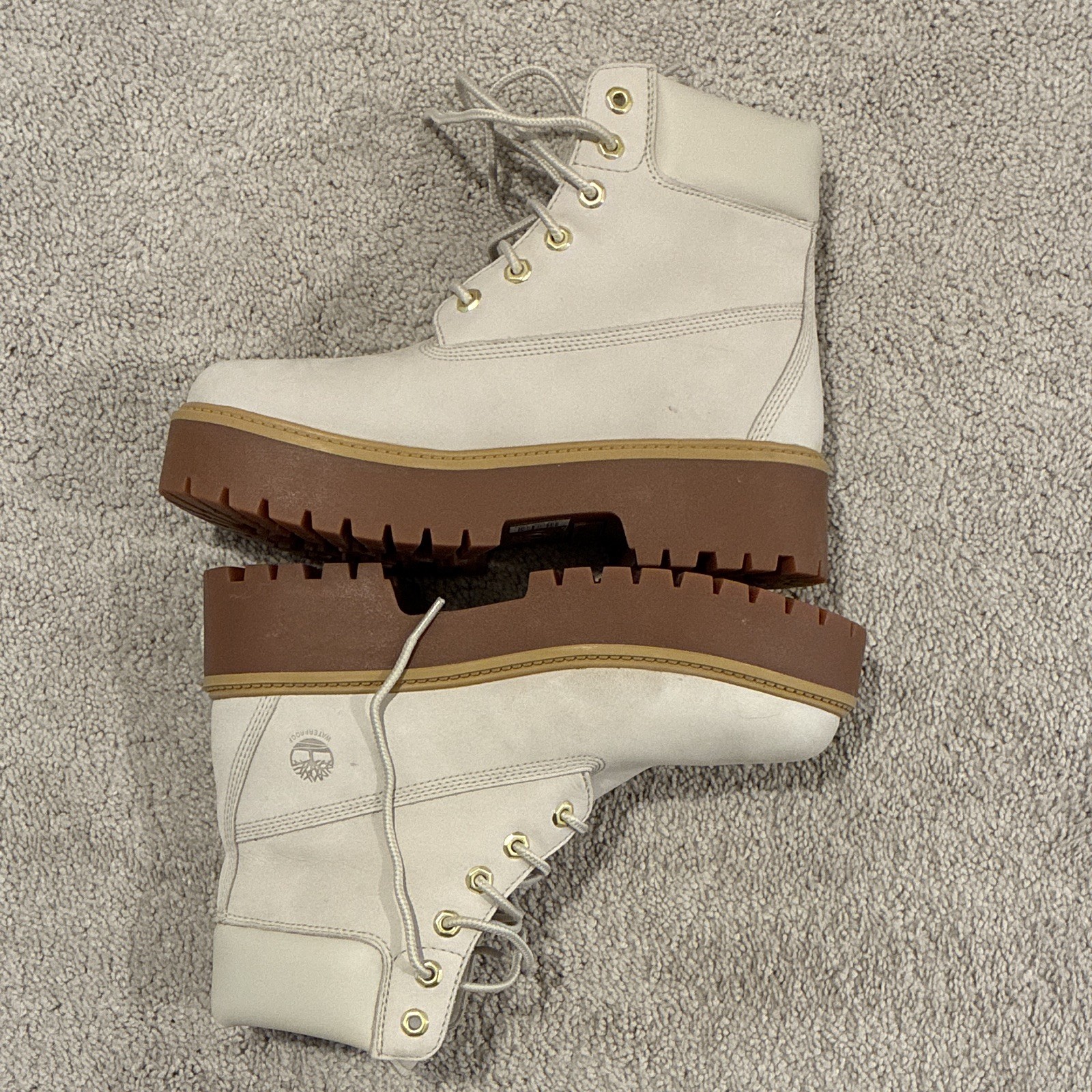 Timberland Women’s Platform Lace-Up Ankle Boots Beige/Brown US 10 EU 41.5