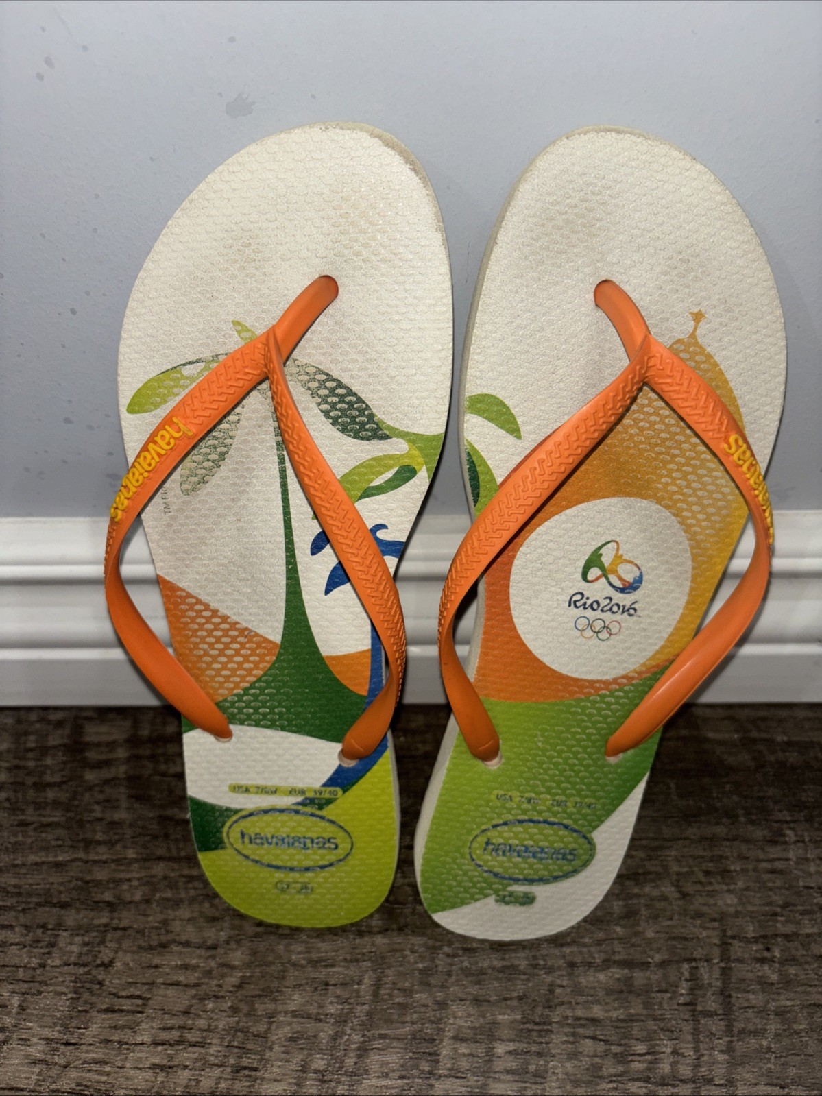 HAVAIANAS Rio 2016 Women’s 37/38 Olympics Flip Flops Slim Thongs collectible